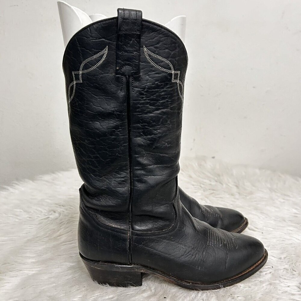 Tony Lama Vintage Western Cowboy BOOTS Men’s‎ Black Leather Size 9D Embroidered